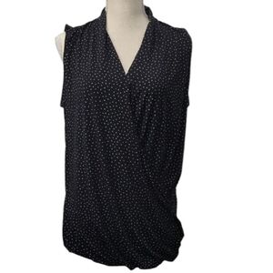 Liz Claiborne Black Polka Dot Sleeveless Top